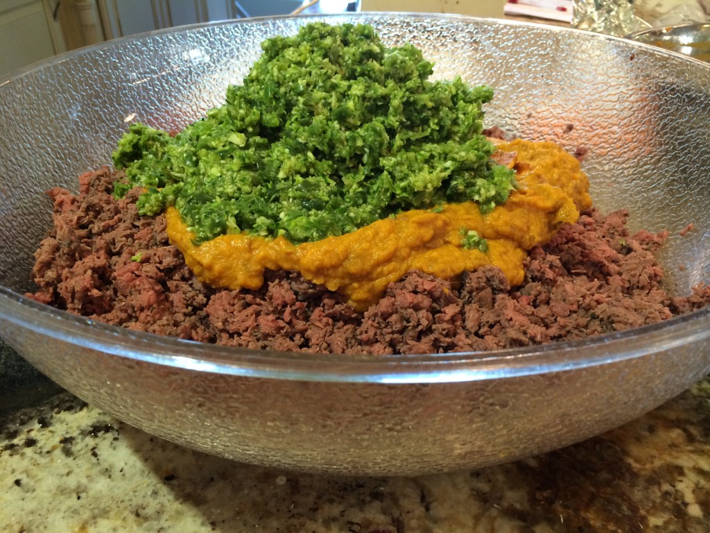 4-Ground meat with sweet potatoes and ground veggies